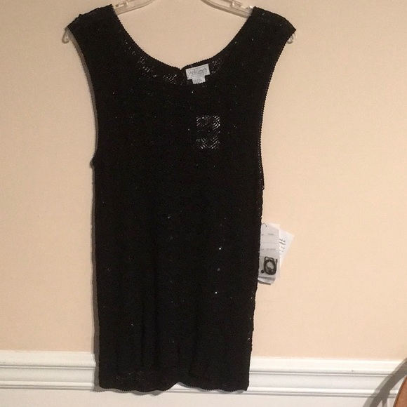 Willi Smith Collection crochet/sequin black top - Picture 1 of 5